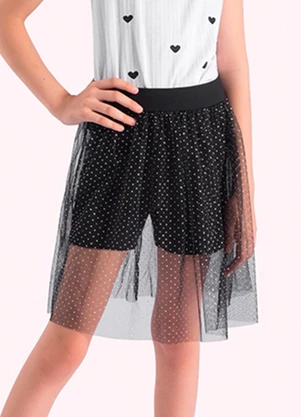 Duduka - Short Saia Infantil Preto - DUDUKA