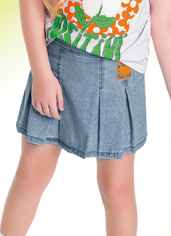 Fakini Kids - Short Saia Jeans Azul
