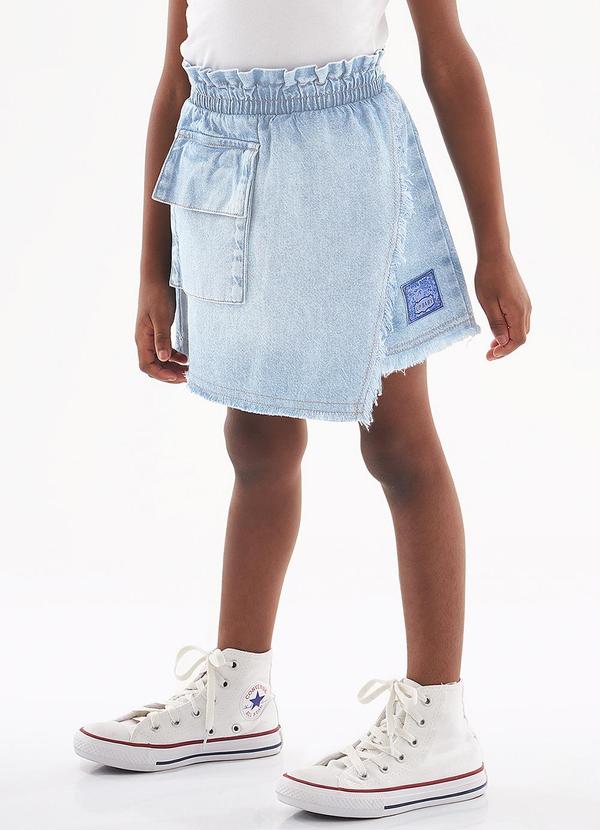 Up Baby - Short Saia Jeans Infantil Menina Azul