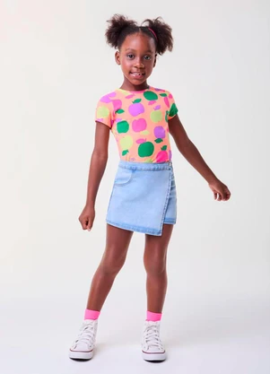 Bimbi - Short Saia Jeans Transpassado Azul - BIMBI