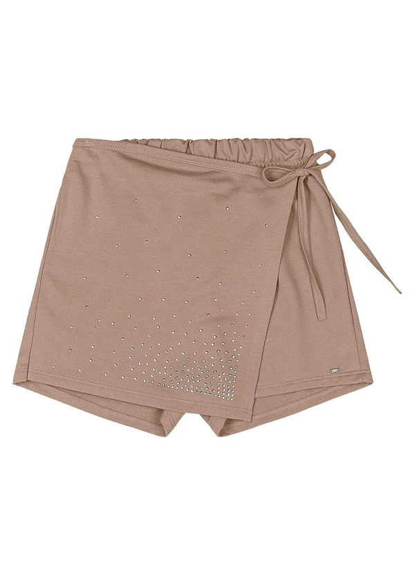 Gloss - Short-Saia Juvenil com Strass Marrom 4
