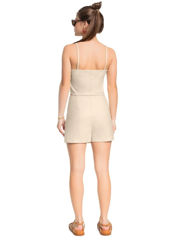 Gloss - Short-Saia Juvenil em Tecido Bengaline Bege 4