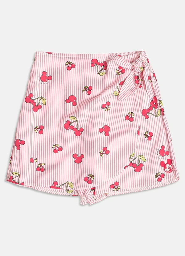 I Am - Short Saia Listrado do Mickey com Cerejas Rosa 5