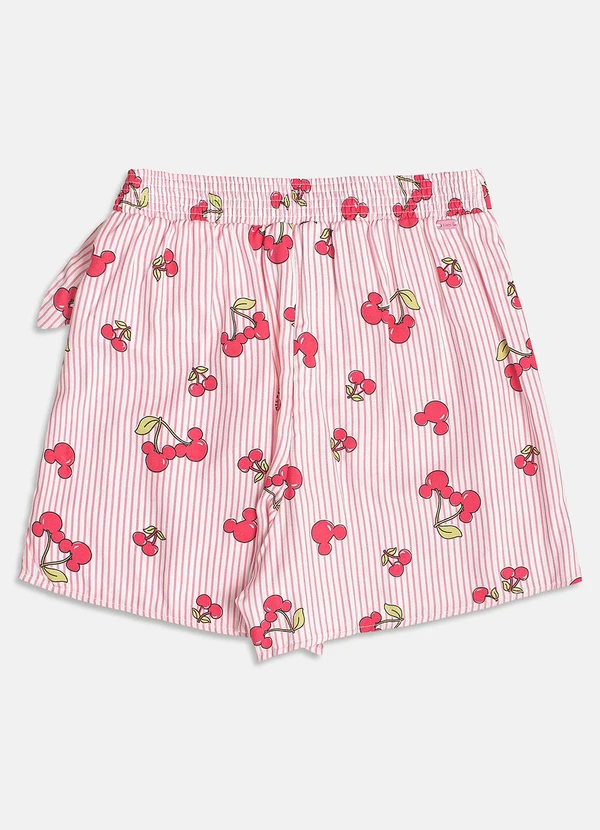 I Am - Short Saia Listrado do Mickey com Cerejas Rosa 6