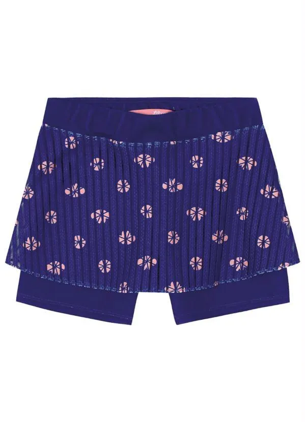 Lilica Ripilica - Short-Saia Malha Infantil Azul