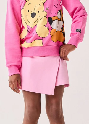 Bimbi - Short Saia Menina Rosa com Fivela de Flor Rosa - BIMBI