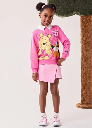 Bimbi - Short Saia Menina Rosa com Fivela de Flor Rosa - BIMBI