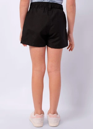 Torra - Short Saia Sarja Infantil Curto com Pregas Preto - TORRA