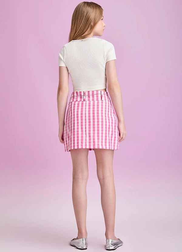 I Am - Short Saia Xadrez Rosa 4