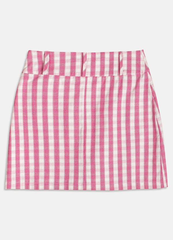 I Am - Short Saia Xadrez Rosa 8