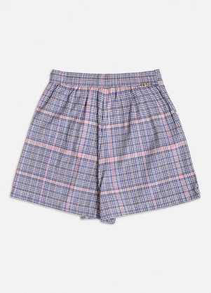 Authoria - Short Saia Xadrez Transpassado Rosa - AUTHORIA
