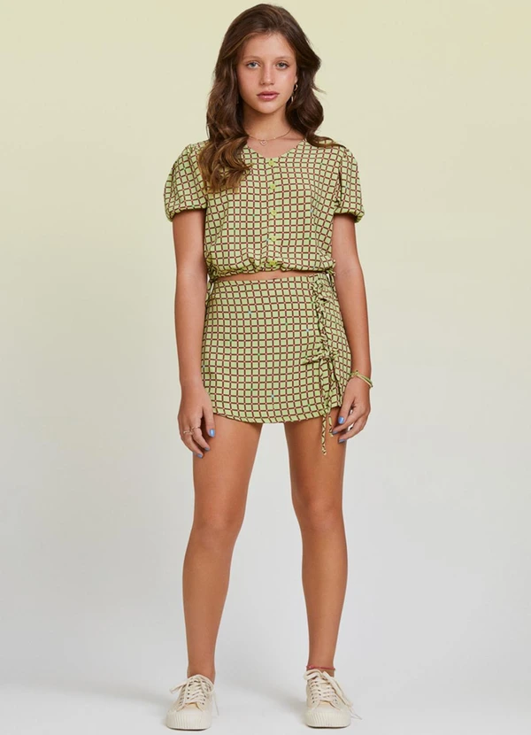 I Am - Short Saia Xadrez Verde 2