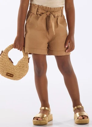 Up Baby - Short Sarja Infantil com Cinto Marrom - UP BABY