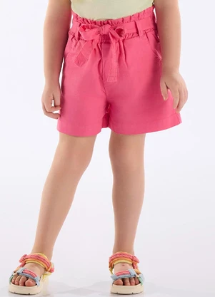 Up Baby - Short Sarja Infantil com Cinto Rosa - UP BABY