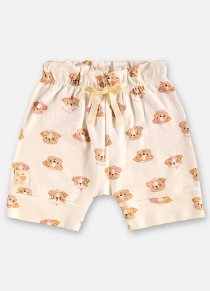 Up Baby - Short Suedine Bebê Menina Bege - UP BABY