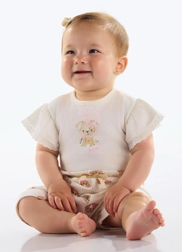 Up Baby - Short Suedine Bebê Menina Bege