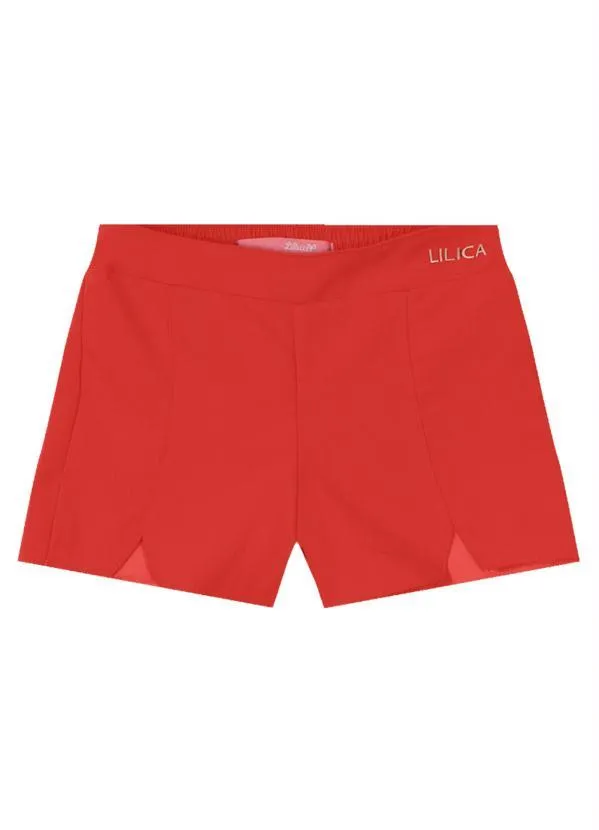 Lilica Ripilica - Short Tecido Crepe Menina Vermelho