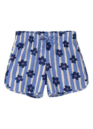 Malwee Kids - Shorts Básico Listras & Flores em Azul Claro - MALWEE KIDS