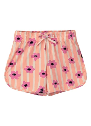 Malwee Kids - Shorts Básico Listras & Flores em Cotton Pêssego - MALWEE KIDS