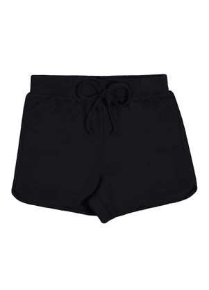 Alakazoo - Shorts Básico Menina com Cadarço Moletom Preto - ALAKAZOO