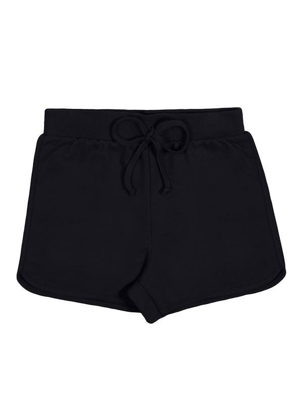Alakazoo - Shorts Básico Menina com Cadarço Moletom Preto