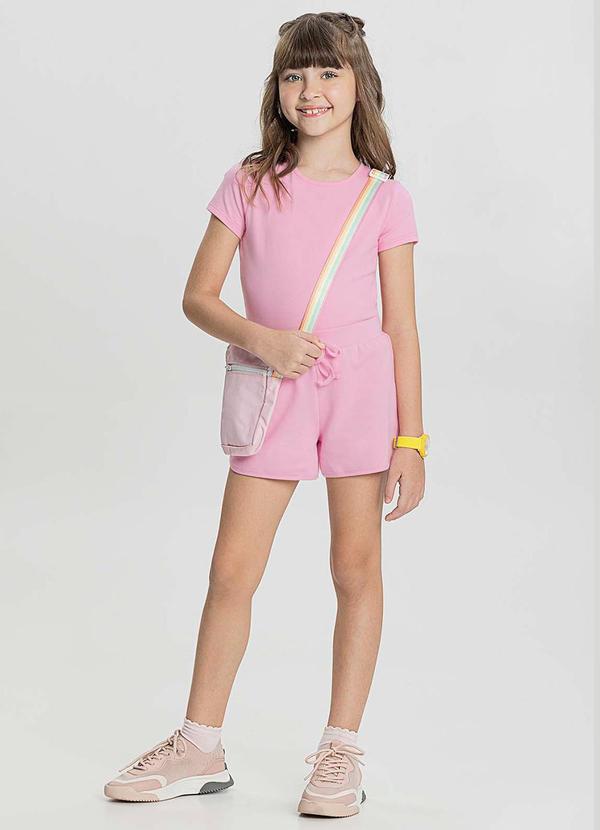 Alakazoo - Shorts Básico Menina com Cadarço Moletom Rosa 2