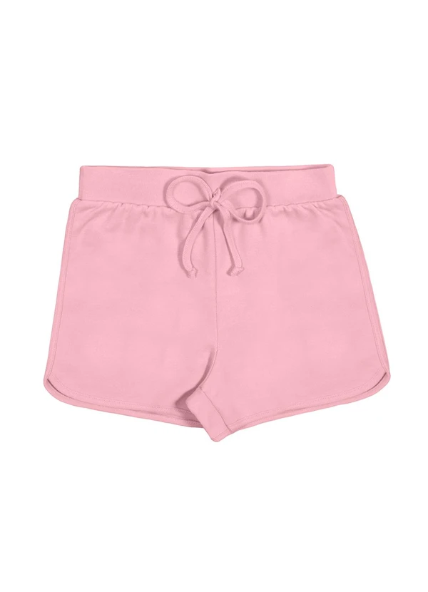 Alakazoo - Shorts Básico Menina com Cadarço Moletom Rosa