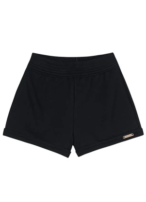 Brandili - Shorts Básico Menina de Moletinho Preto - BRANDILI