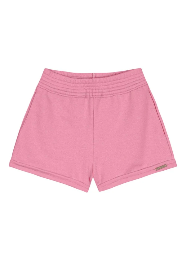 Brandili - Shorts Básico Menina de Moletinho Rosa