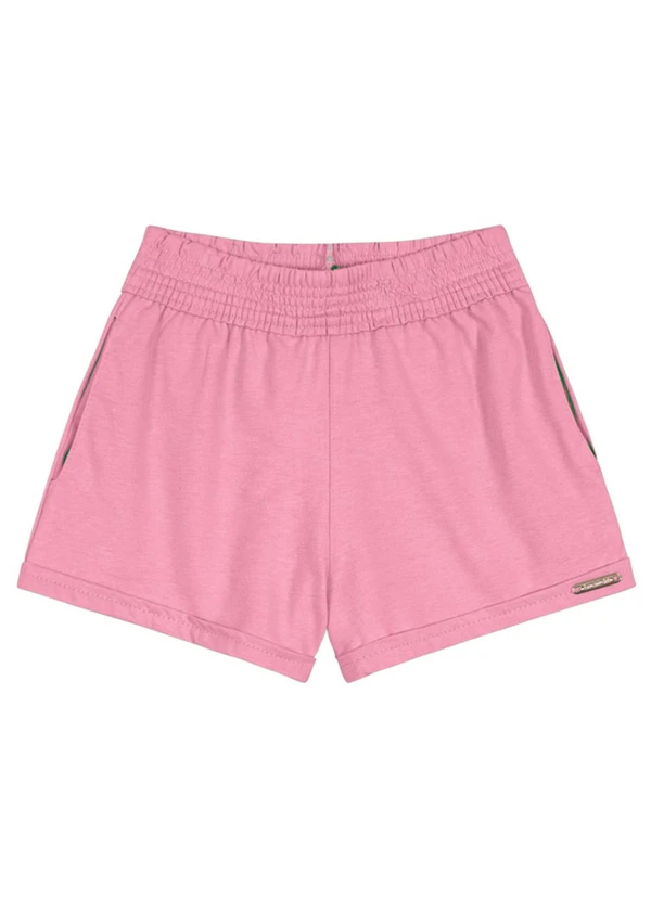 Brandili - Shorts Básico Menina de Moletinho Rosa