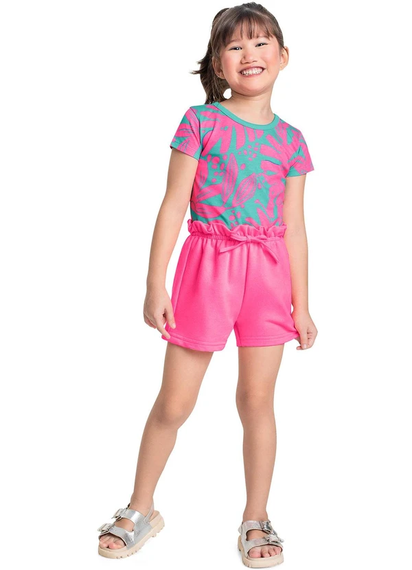 Bee Loop - Shorts Básico para Menina em Moletom Rosa