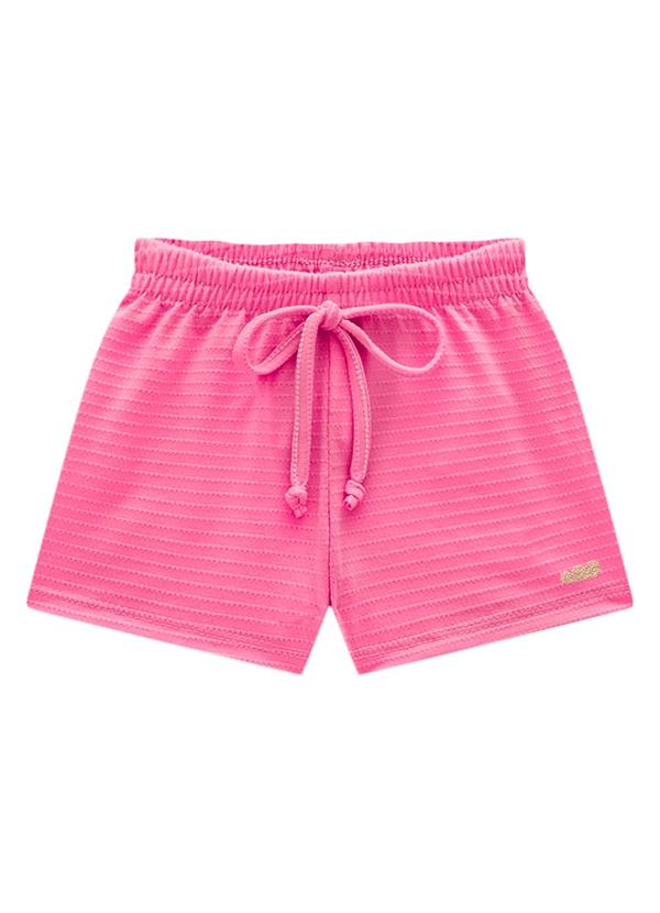 Marlan - Shorts Bebê Menina Cotton Maquinetado Rosa 3
