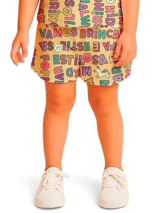 Malwee Kids - Shorts Clochard Letrinhas Amarelo - MALWEE KIDS