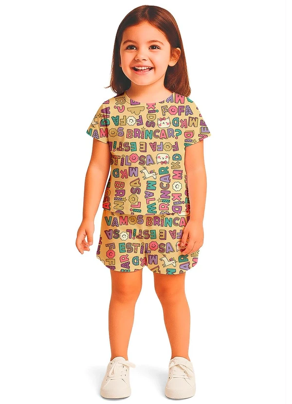 Malwee Kids - Shorts Clochard Letrinhas Amarelo 2