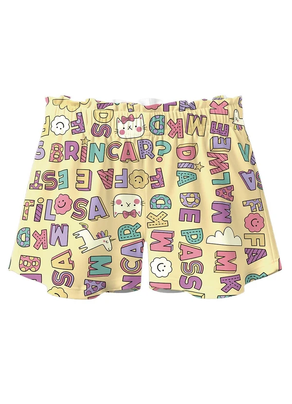 Malwee Kids - Shorts Clochard Letrinhas Amarelo 3
