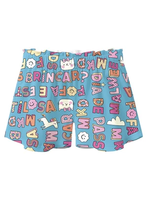 Malwee Kids - Shorts Clochard Letrinhas Azul - MALWEE KIDS