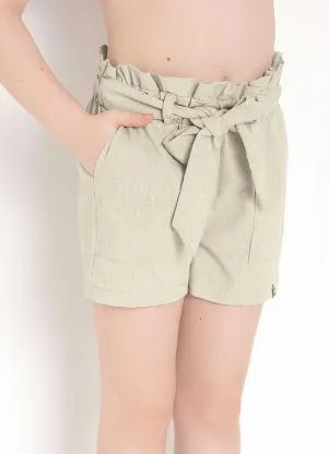Queima Estoque - Shorts Clochard Off White com Faixa para Amarrar - QUEIMA ESTOQUE