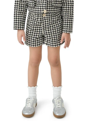 Carinhoso - Shorts Clochard Pied de Poule Preto - CARINHOSO