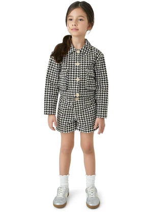 Carinhoso - Shorts Clochard Pied de Poule Preto - CARINHOSO