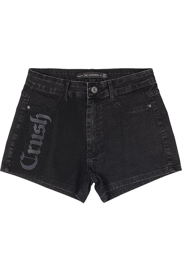 Authoria - Shorts de Sarja com Tela Crush Preto 3