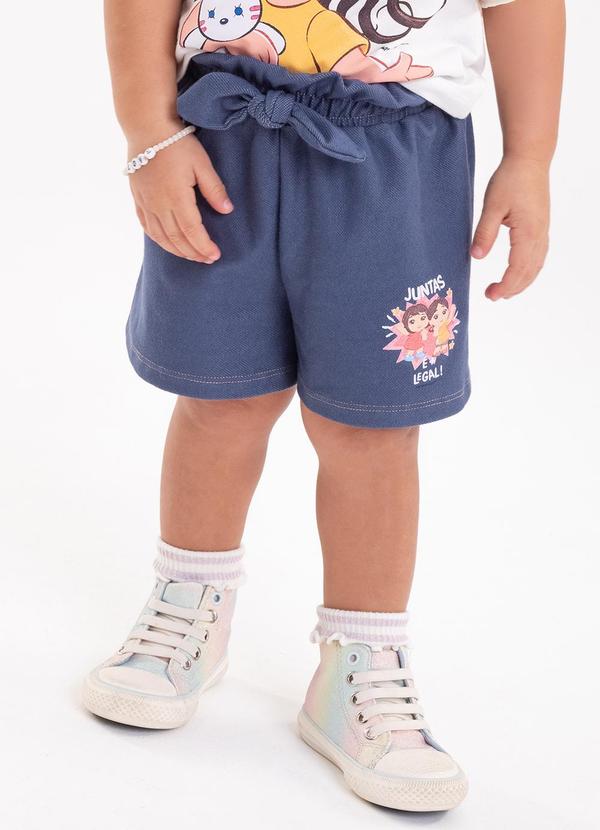 Lollix - Shorts em Cotton Jeans Azul