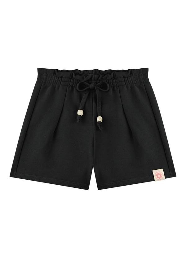 Marlan - Shorts em Moletinho Preto