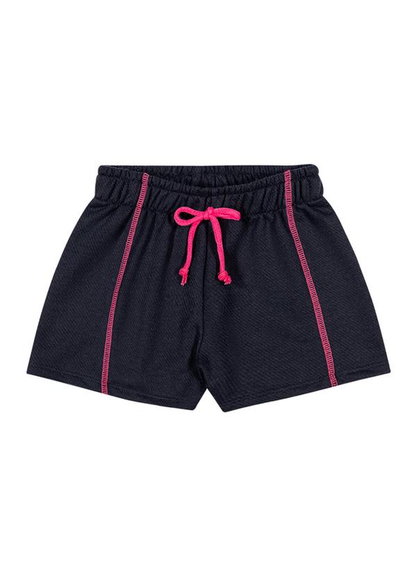 Alenice - Shorts em Moletom Menina Azul