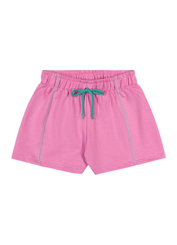 Alenice - Shorts em Moletom Menina Rosa