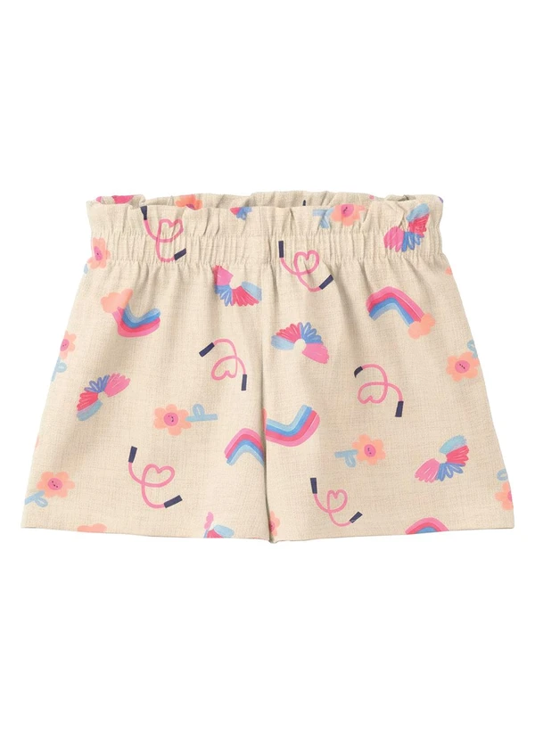 Malwee Kids - Shorts Evasê Arco-Íris em Cotton Off White