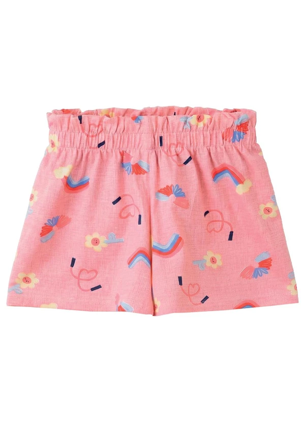 Malwee Kids - Shorts Evasê Arco-Íris em Cotton Pêssego