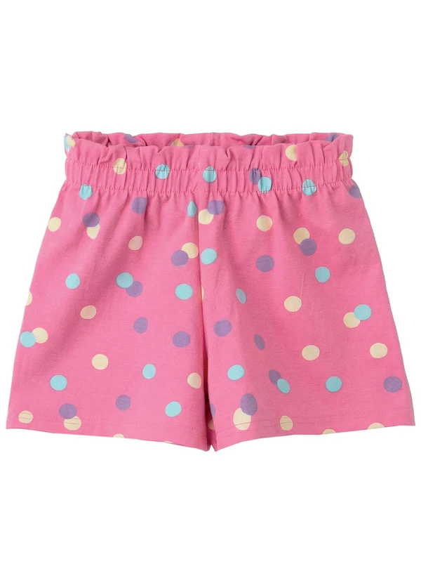 Malwee Kids - Shorts Evasê Poá em Cotton Rosa