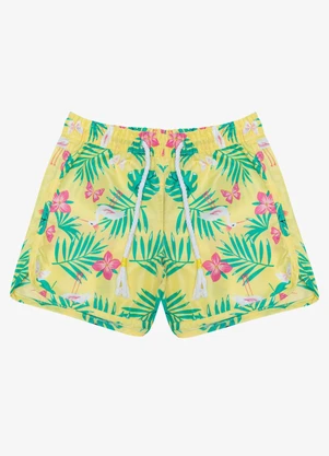 Rovi Kids - Shorts Feminina Tactel Estampado Amarelo - ROVI KIDS