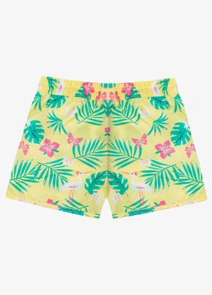 Rovi Kids - Shorts Feminina Tactel Estampado Amarelo - ROVI KIDS