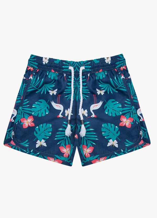 Rovi Kids - Shorts Feminina Tactel Estampado Azul